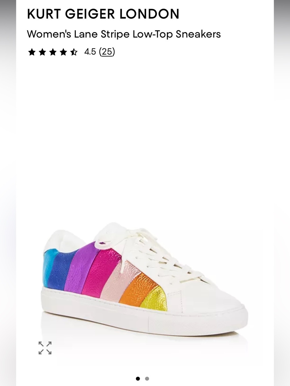 Kurt Geiger White Low-Top Sneakers with Rainbow Stripe Panels